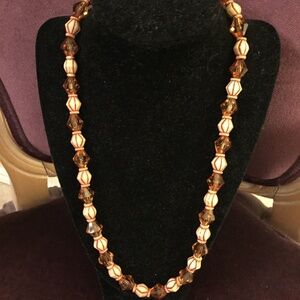 Hand made Tan wood beaded necklace